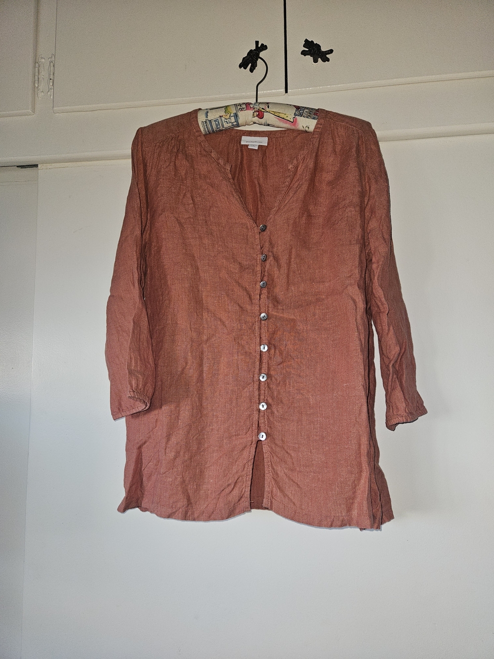 J. Jill Rust Button-Front Linen Top